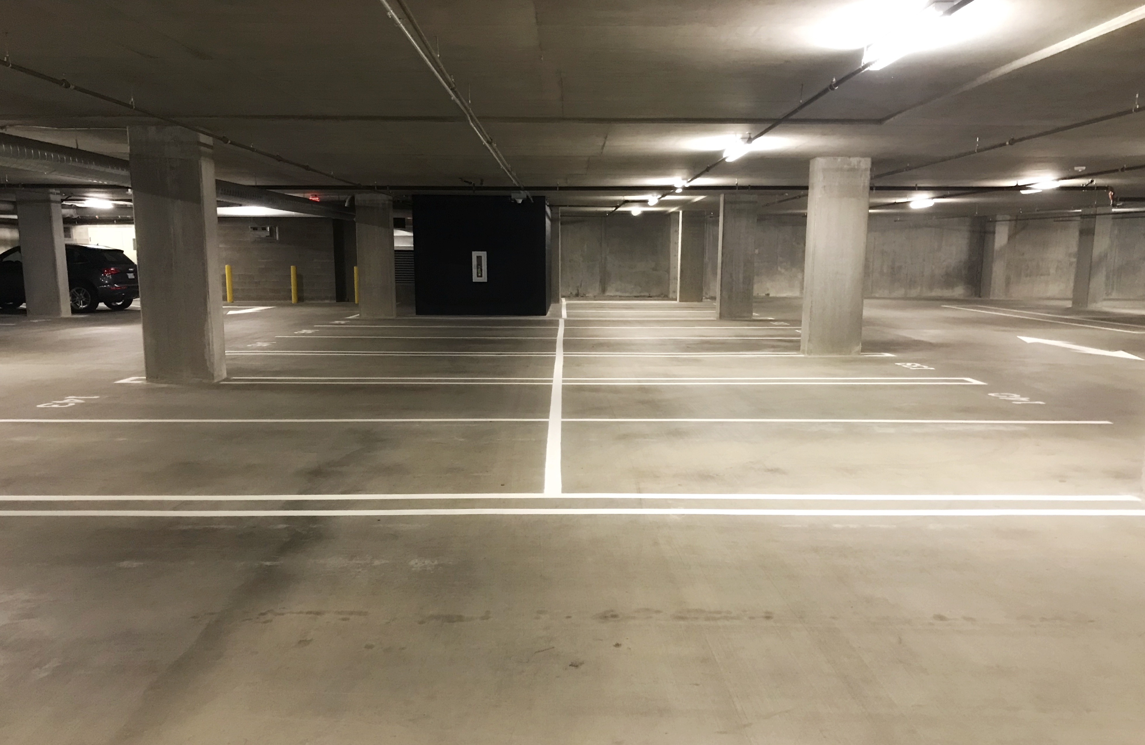 clean parking garage after sweeping